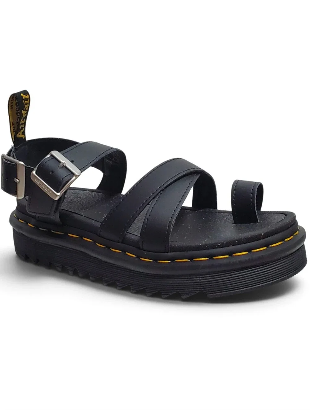 New Dr Martens Avry leather strap thong sandals black platform buckle bohemian